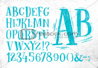 Pencil font blue alphabet