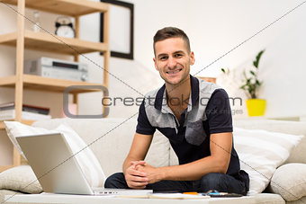 Freelance man working at home