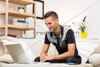 Freelance man working at home