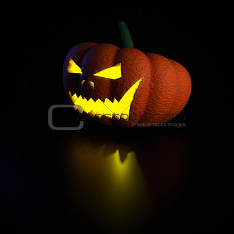 3d illustration pumpkin lamp