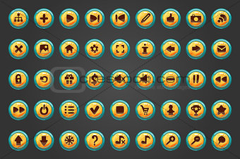 Big set of fifty vector button for game design.