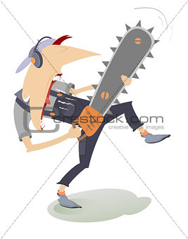 Aman with chainsaw