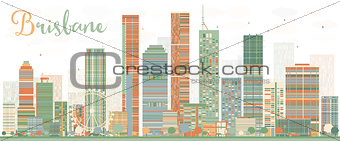 Abstract Brisbane Skyline with Color Buildings.