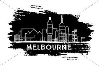 Melbourne Skyline Silhouette. Hand Drawn Sketch.