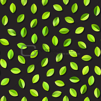 Vector Seamless Green Leaves Jumble Pattern