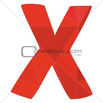 X red alphabet vector letter isolated on white background