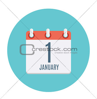 First January Dates Flat Icon. Vector Illustration