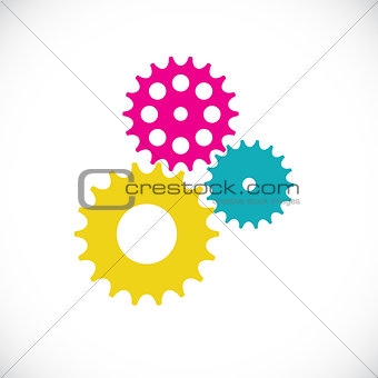 Flat Gear Icon. Cooperation and Teamwork Concept. Vector Illustr