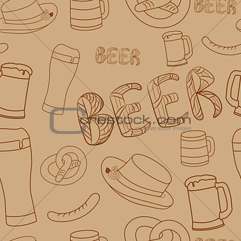 Oktoberfest seamless pattern. Hand drawn illustrations.
