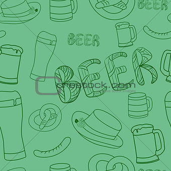 Oktoberfest seamless pattern. Hand drawn illustrations.