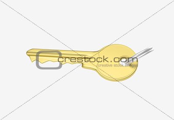 gold key with silver ring