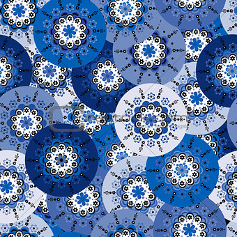 Blue background with round motifs