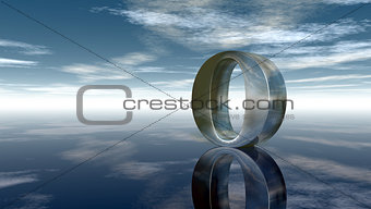metal letter o under cloudy sky - 3d rendering