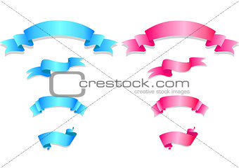 Set of pink and blue ribbons