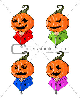 Great designed cartoon head-styled pumpkins for halloween