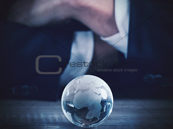 Business world glass sphere