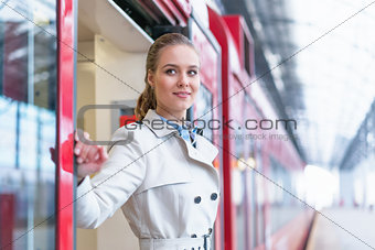 Woman in a train