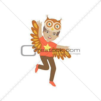 Boy Wearing Owl Animal Costume