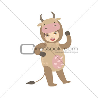 Boy Wearing Cow Animal Costume