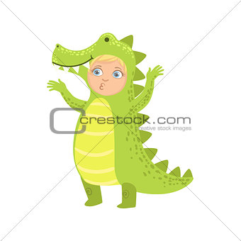 Boy Wearing Crocodile Animal Costume