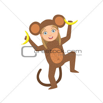 Girl Wearing Monkey Animal Costume