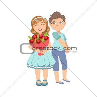 Girl With The Bouquet And Shy Boy Next To Her