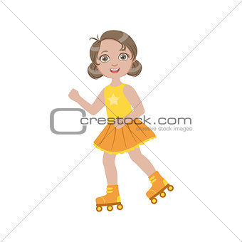 Girl Roller Skating Outdoors