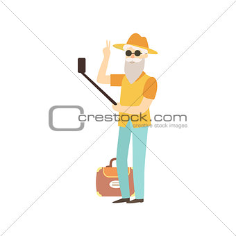 Old Man Doing Selfie With A Stick