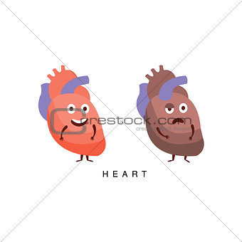 Healthy vs Unhealthy Heart Infographic Illustration
