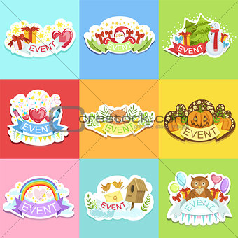Party Template Labels Set Of Cute Stickers