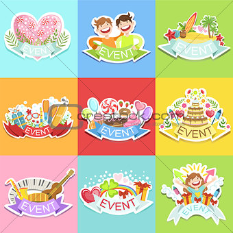 Event Template Labels Set Of Cute Stickers