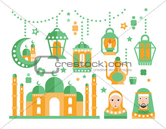 Islamic Religious Holiday Symbols Set