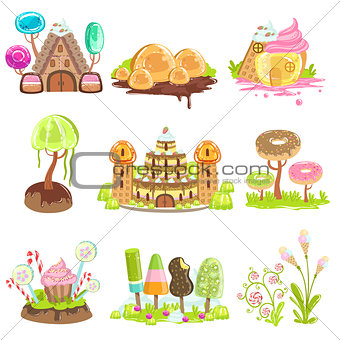 Fantasy Landscape Elements Made Of Sweets And Candy