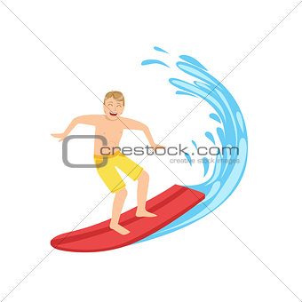 Guy In Yellow Shorts Riding A Surf