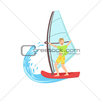 Guy Windsurfing At The Sea