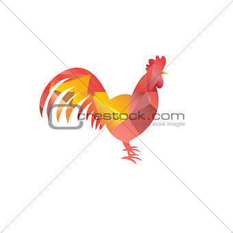 Silhouette triangles of a rooster sign