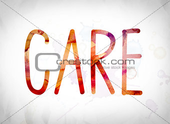 Care Concept Watercolor Word Art