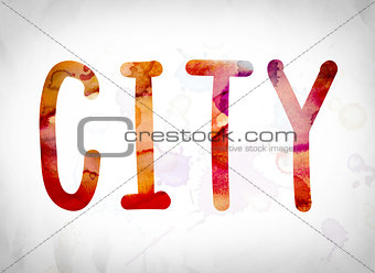 City Concept Watercolor Word Art