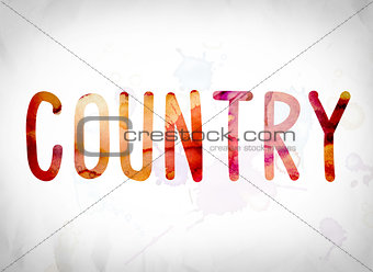 Country Concept Watercolor Word Art