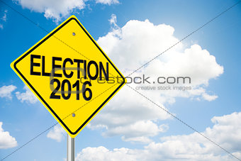 Road sign Election 2016 on sky