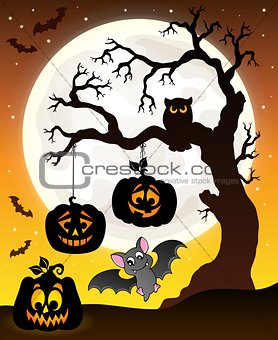 Halloween tree silhouette theme 6