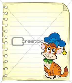 Notebook page with cat teacher 1