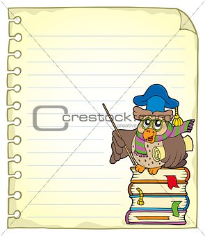 Notebook page with owl teacher 7