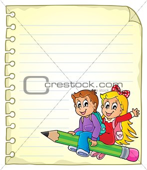 Notebook page with school kids 1