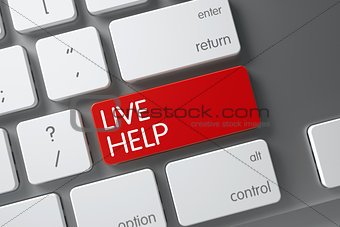Keyboard with Red Key - Live Help. 3D Illustration.