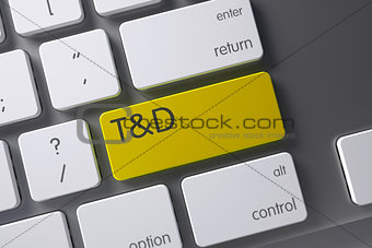 TD Yellow Keypad. 3D Illustration.