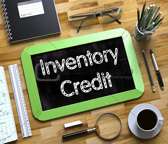 Inventory Credit on Small Chalkboard. 3D Illustration.