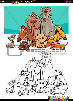 dogs group coloring page
