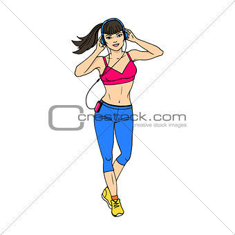 Vector illustration of a dancing athletic girl