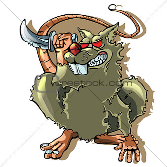 cartoon rat on white backgraund. vector illustration